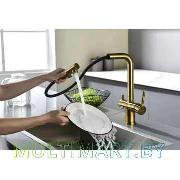 Смеситель Paulmark Serpentine Se213222-BG (золото/брашированное золото) картинка 7